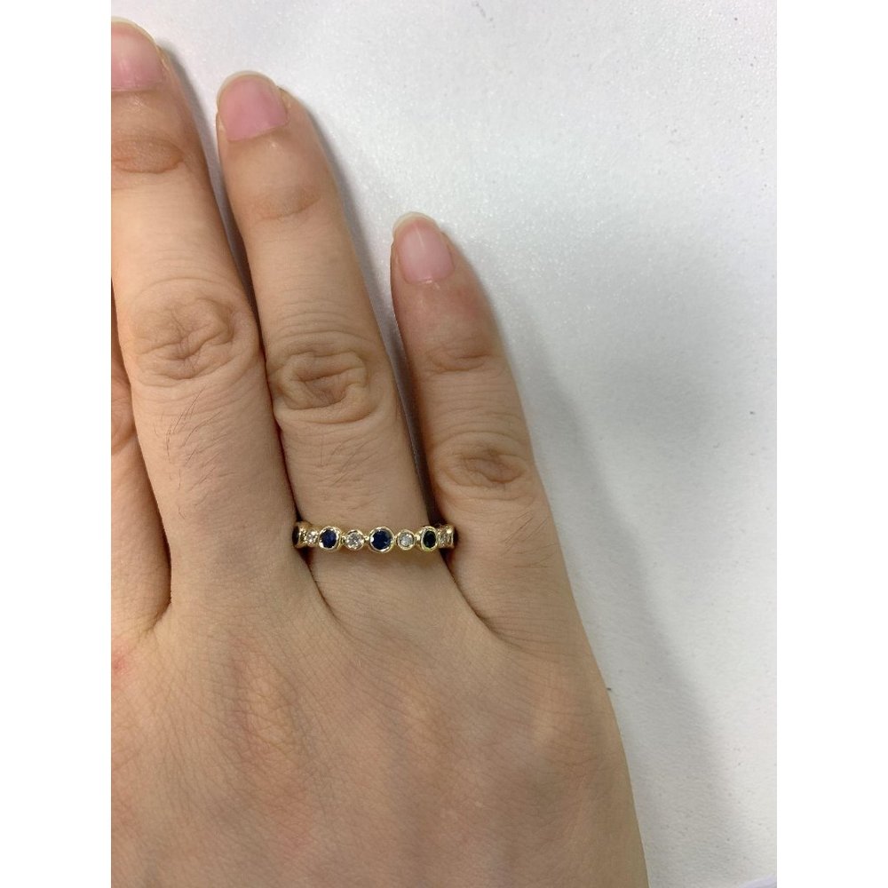 Real Diamond Fancy Daily Wear Blue Sapphire Band - Picture 1 of 7